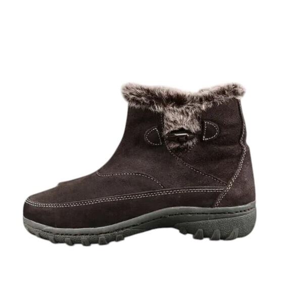 Khombu Shoes Womens 8.5 Booties Leather Faux Fur Winter Ankle Boot Gracie Brown - Picture 3 of 13